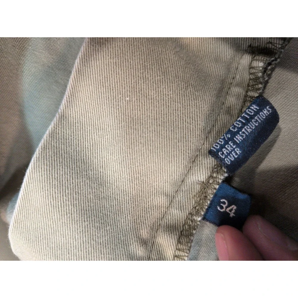 Polo Ralph Lauren Mens Olive Green Cotton Twill Cargo‎ Shorts Size 34 Utility